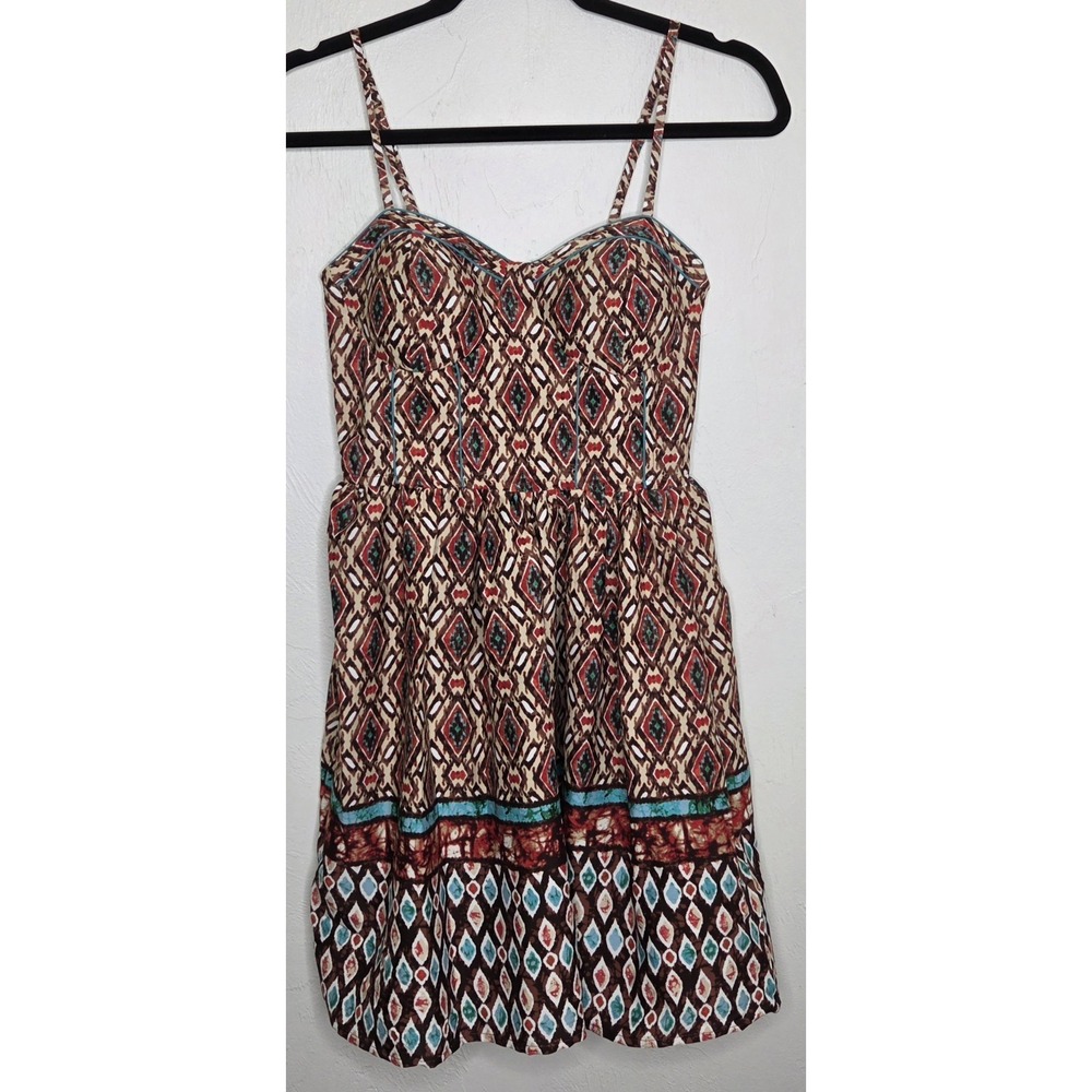 American Rag Boho Print Sundress Built-in Padded Bra Spaghetti Strap Size Small